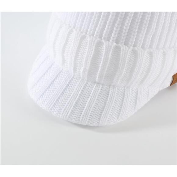 Men's Winter Hat Thick Knit Beanie Cap White - Picture 5 of 7